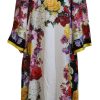 Women Dolce & Gabbana Women'S Dresses | Dolce & Gabbana Multicolor Ortensia Silk Long Kaftan Dress