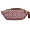 Women COACH Women Belt Bags | Coach Warren Wine Chambray Signature Canvas Pebbled Leather Belt Bag