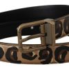 Women Dolce & Gabbana Women'S Belts | Dolce & Gabbana Brown Leather Leopard Print Bronze Metal Buckle Belt