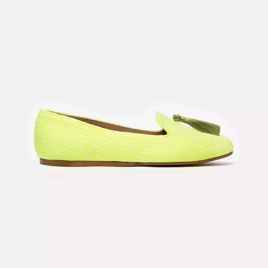 Women Charles Philip Women'S Flat Shoes | Charles Philip Radiant Yellow Silk Alba Loafers