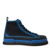 Men Dolce & Gabbana Men'S Sneakers | Dolce & Gabbana Black Blue Canvas Cotton High Top Sneakers Shoes