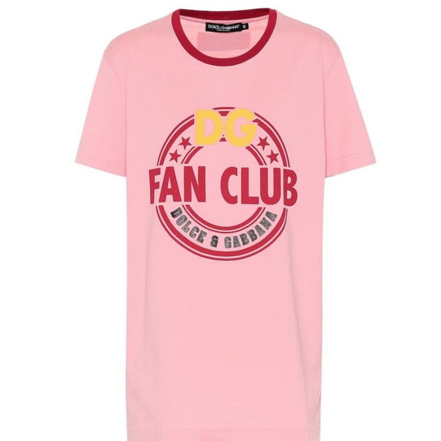 Women Dolce & Gabbana Women'S Tops & T-Shirts | Dolce & Gabbana Elegant Pink Designer Cotton T-Shirt