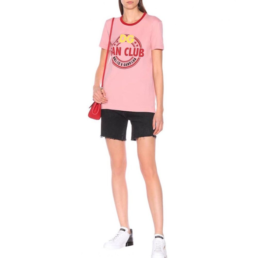 Women Dolce & Gabbana Women'S Tops & T-Shirts | Dolce & Gabbana Elegant Pink Designer Cotton T-Shirt