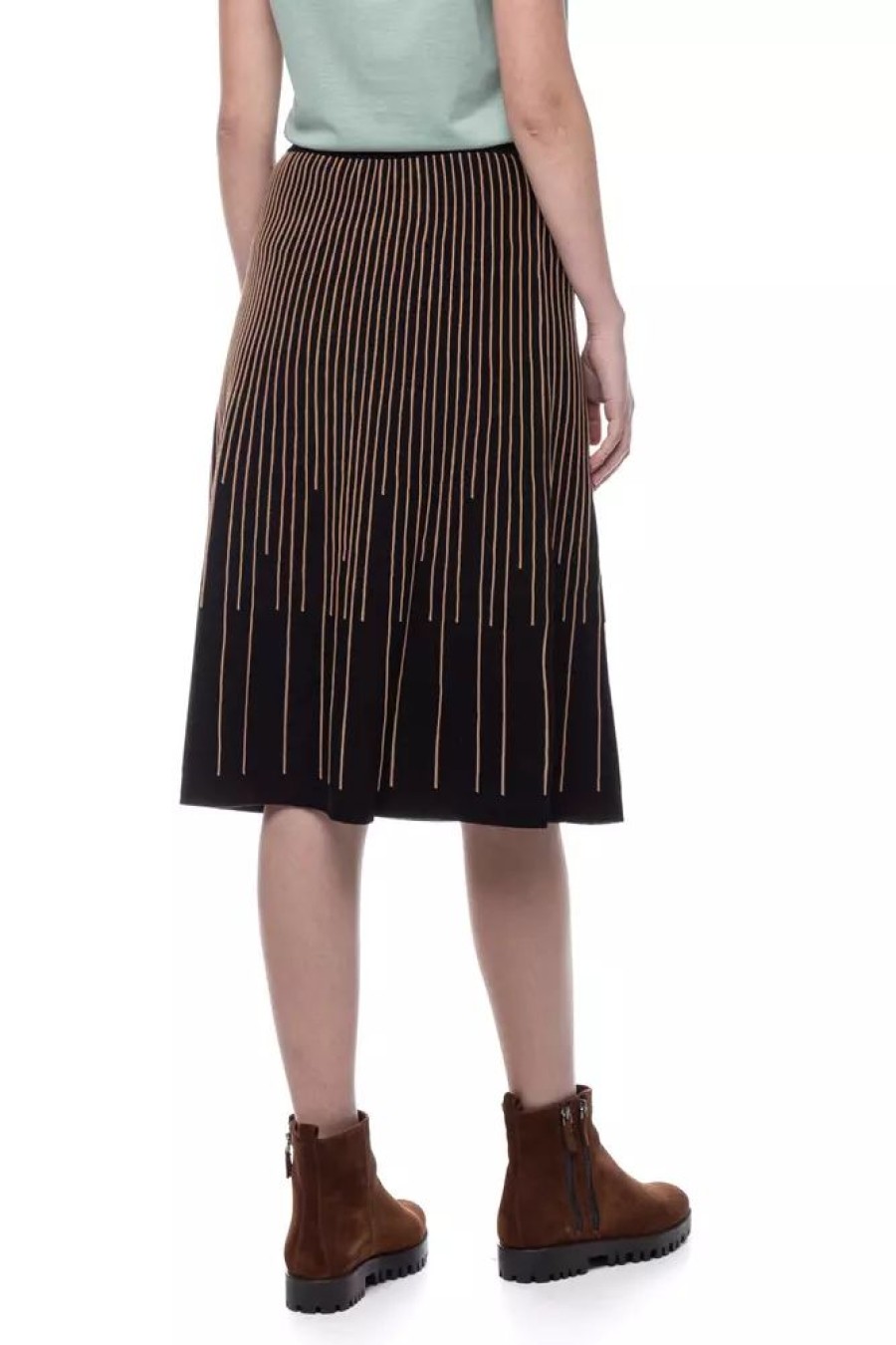 Women Twinset Women'S Skirts | Twinset Elegant Gold-Striped Midi Skirt