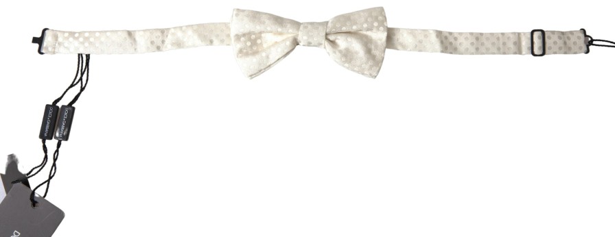 Men Dolce & Gabbana Men'S Ties & Bowties | Dolce & Gabbana Ivory Fantasy Pattern Adjustable Neck Papillon Bow Tie