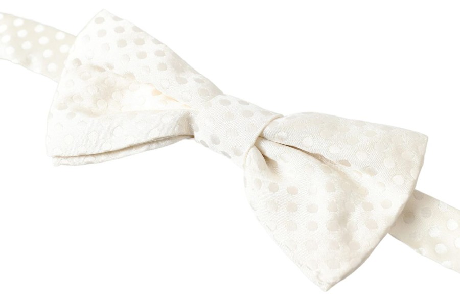 Men Dolce & Gabbana Men'S Ties & Bowties | Dolce & Gabbana Ivory Fantasy Pattern Adjustable Neck Papillon Bow Tie