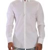 Men Dolce & Gabbana Men'S Shirts | Dolce & Gabbana White Gold Cotton Blend Dress Men Formal Shirt