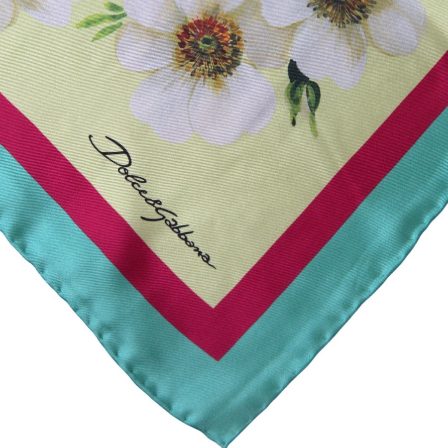 Women Dolce & Gabbana Women'S Scarves | Dolce & Gabbana Multicolor Floral Silk Square Neck Wrap Scarf