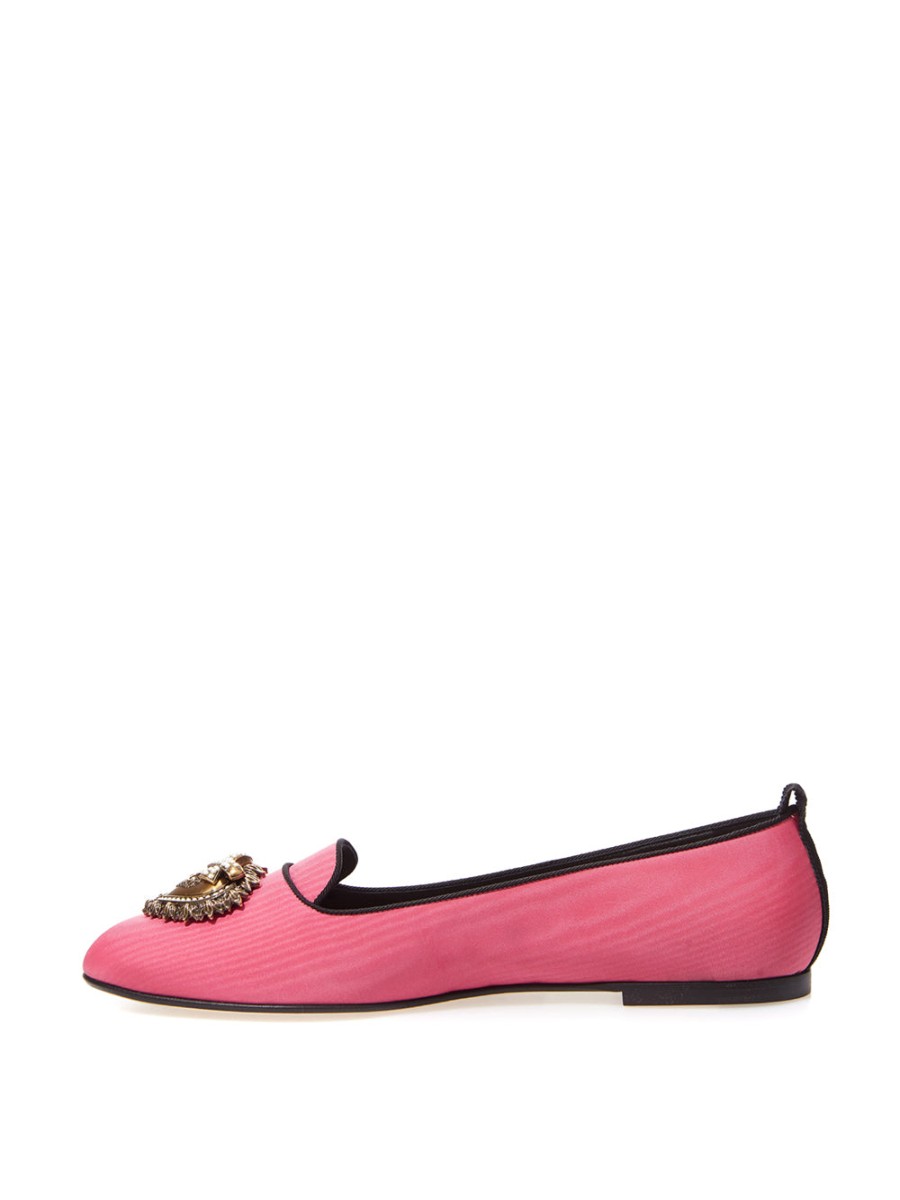 Women Dolce & Gabbana Women'S Boots | Dolce & Gabbana Pink Satin Devotion Ballerina Shoes