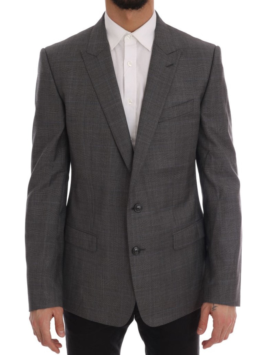 Men Dolce & Gabbana Men'S Blazers | Dolce & Gabbana Gray Wool Martini Slim Blazer