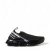 Women Dolce & Gabbana Women'S Sneakers | Dolce & Gabbana Black Sorrento Slip On Low Top Sneakers Shoes