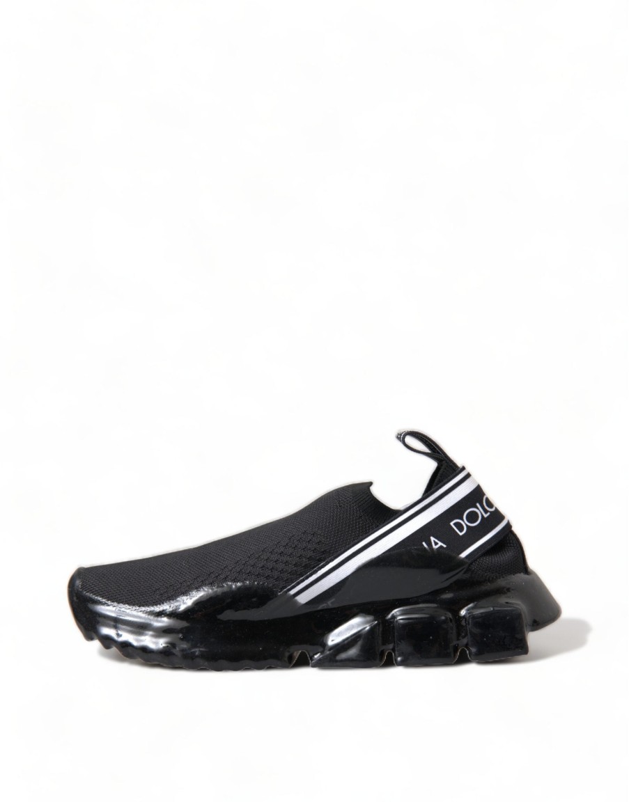 Women Dolce & Gabbana Women'S Sneakers | Dolce & Gabbana Black Sorrento Slip On Low Top Sneakers Shoes