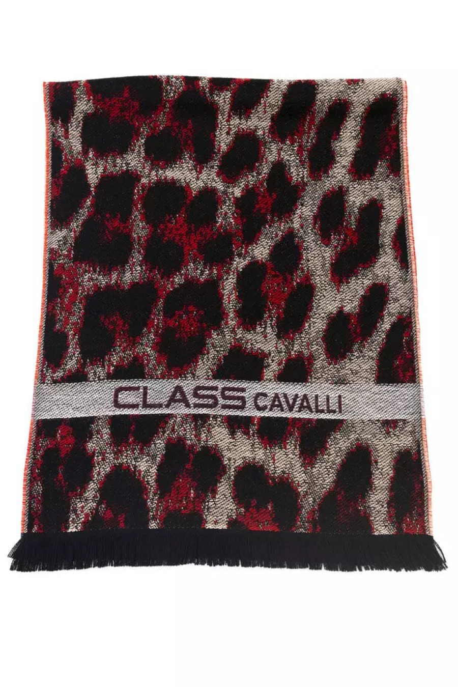 Men Cavalli Class Men'S Scarves | Cavalli Class Elegant Burgundy Animalier Logo Scarf