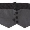 Men Dior Men'S Cummerband | Dior Black Stripes Button Men Waist Cintura Cummerbund