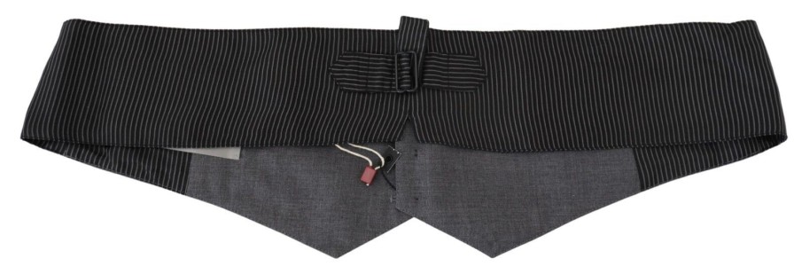 Men Dior Men'S Cummerband | Dior Black Stripes Button Men Waist Cintura Cummerbund