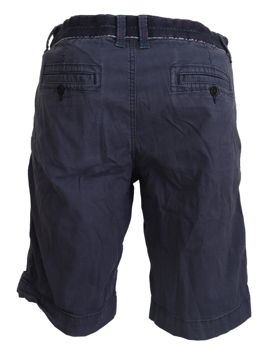 Men La Martina Men'S Shorts | La Martina Blue Washed Cotton Bermuda Casual Shorts