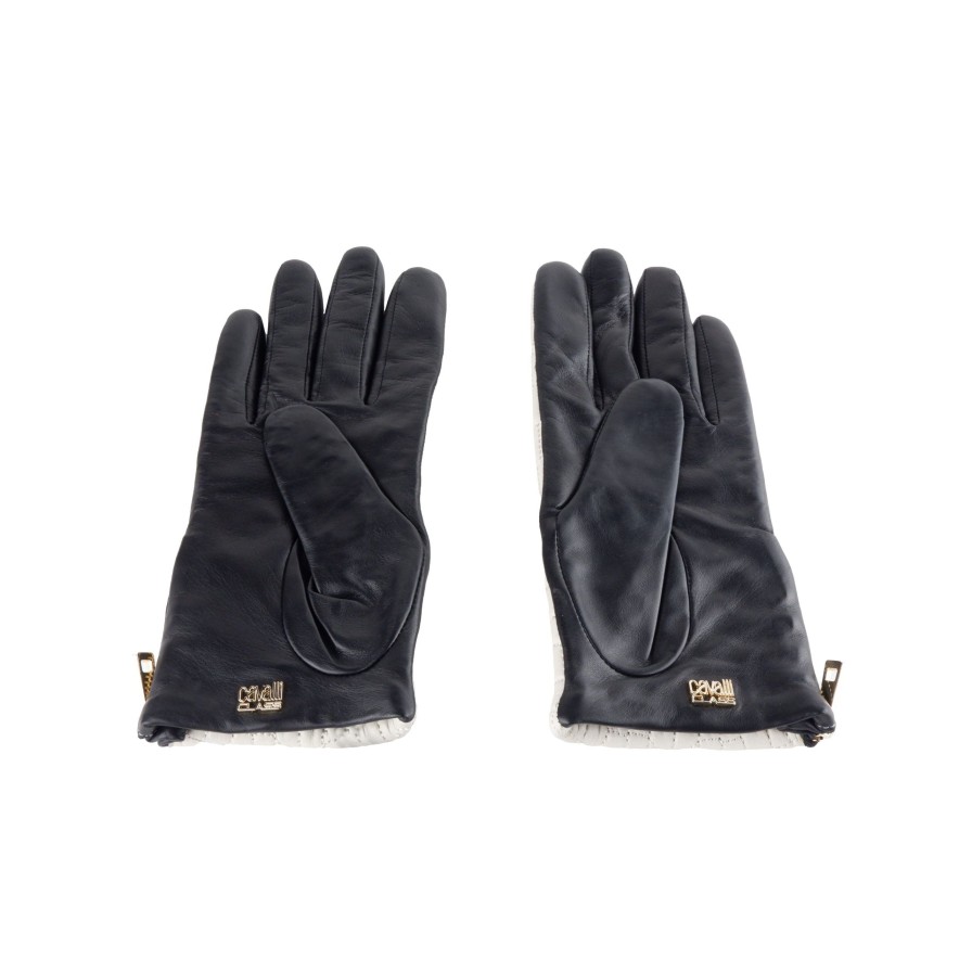 Women Cavalli Class Women'S Gloves | Cavalli Class Elegant Leather Lambskin Gloves In Chic Gray