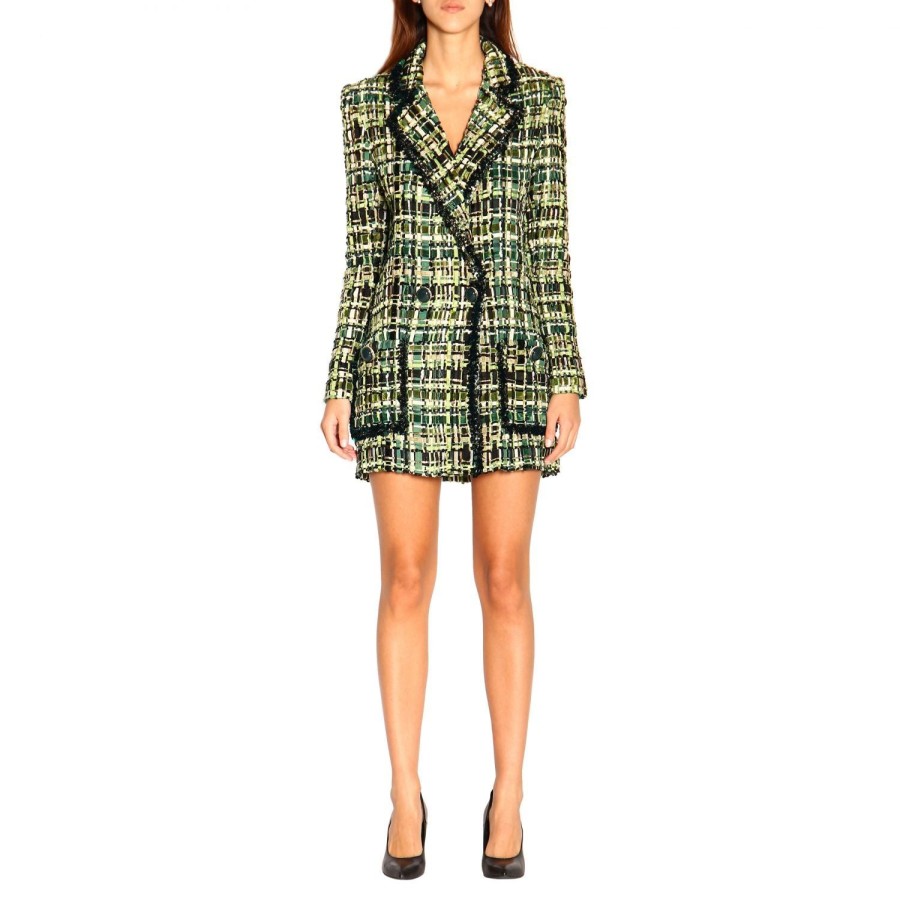 Women Elisabetta Franchi Women'S Suits & Blazers | Elisabetta Franchi Elegant Forest Green Buttoned Jacket