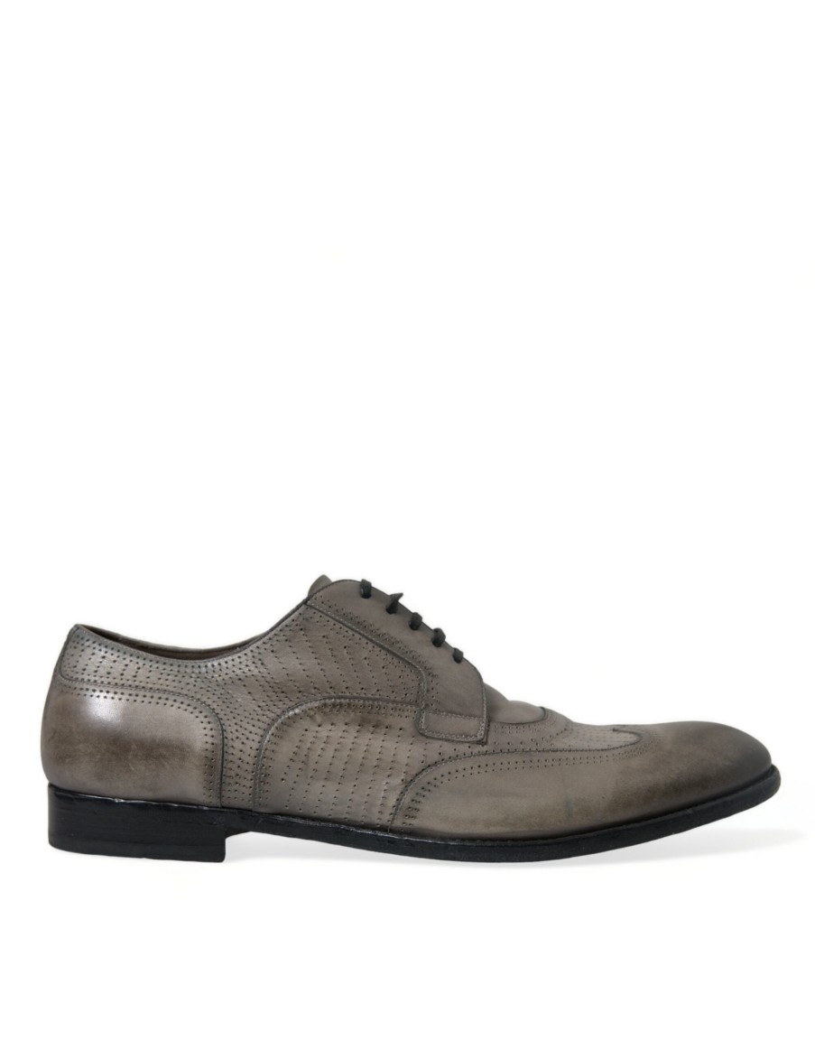 Men Dolce & Gabbana | Dolce & Gabbana Brown Leather Lace Up Formal Derby Dress Shoes