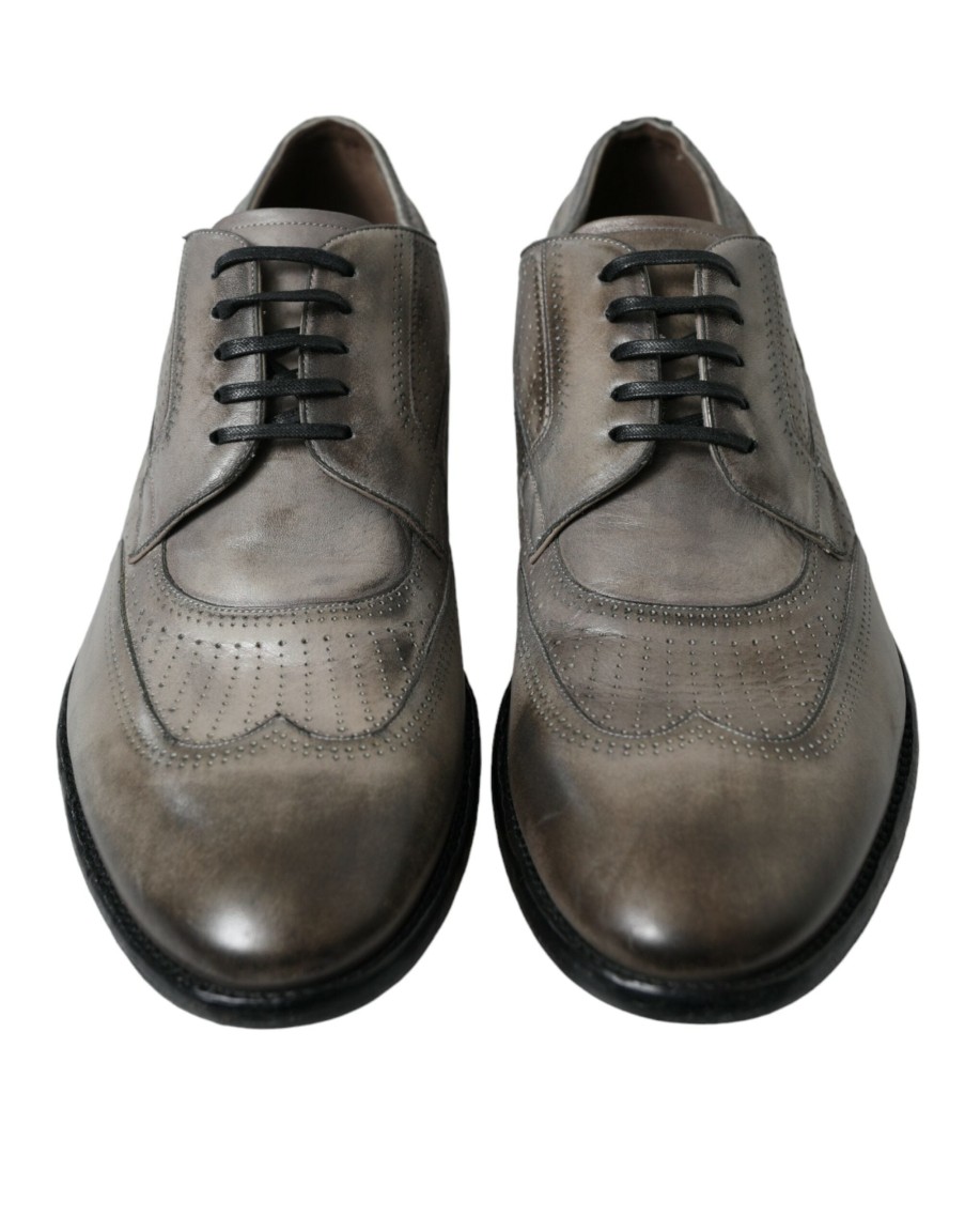 Men Dolce & Gabbana | Dolce & Gabbana Brown Leather Lace Up Formal Derby Dress Shoes