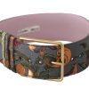 Women Dolce & Gabbana Women'S Belts | Dolce & Gabbana Multicolor Leather Embroidered Gold Metal Buckle Belt