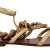 Women Dolce & Gabbana Women'S Flat Shoes | Dolce & Gabbana Gold Leather Devotion Flats Sandals