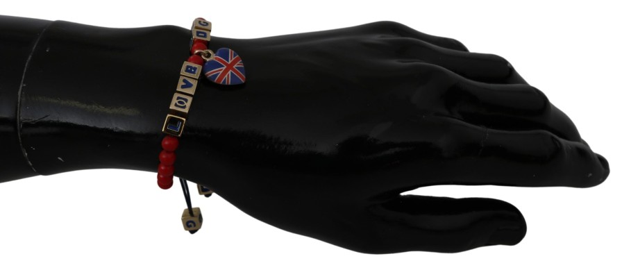 Women Dolce & Gabbana Women'S Bracelets | Dolce & Gabbana Red Blue Beaded Dg Loves London Flag Branded Bracelet