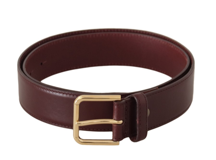 Men Dolce & Gabbana Men'S Belts | Dolce & Gabbana Brown Calf Leather Gold Tone Metal Buckle Belt