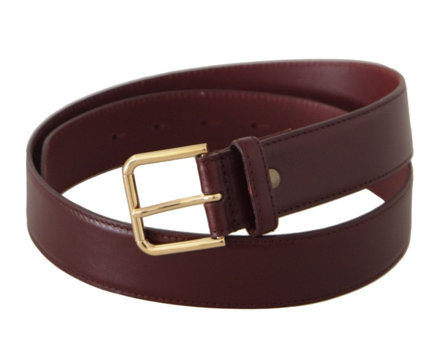 Men Dolce & Gabbana Men'S Belts | Dolce & Gabbana Brown Calf Leather Gold Tone Metal Buckle Belt