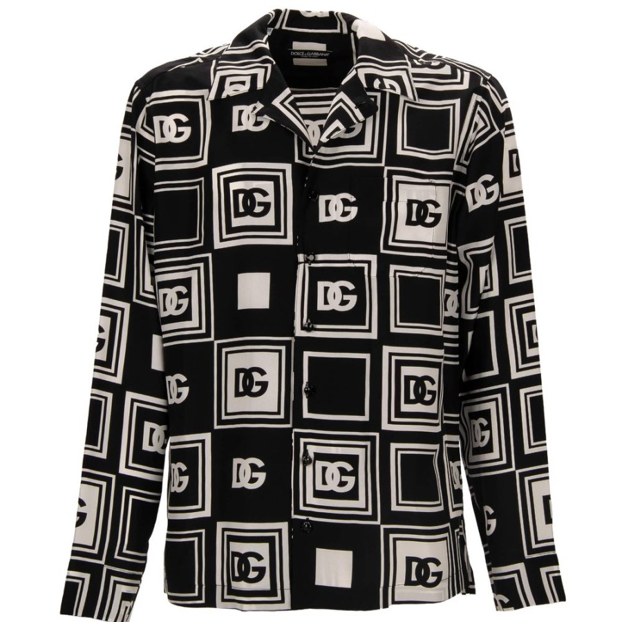 Men Dolce & Gabbana Men'S Shirts | Dolce & Gabbana Black Silk Shirt