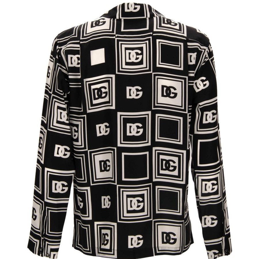 Men Dolce & Gabbana Men'S Shirts | Dolce & Gabbana Black Silk Shirt