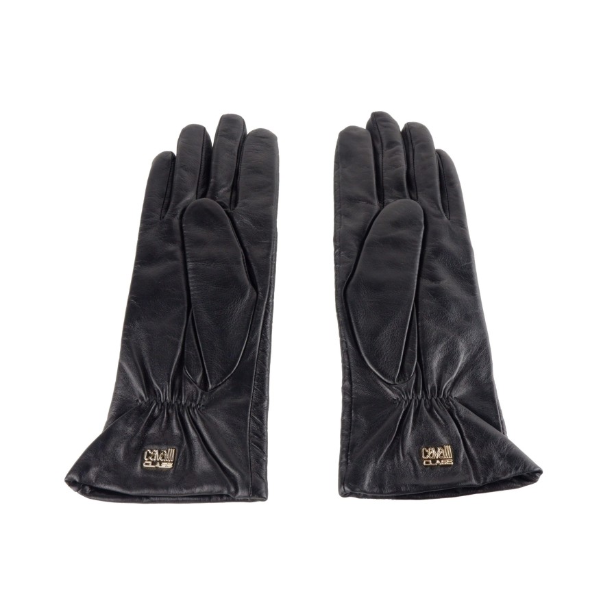 Women Cavalli Class Women'S Gloves | Cavalli Class Elegant Lambskin Gloves In Classic Black