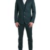 Men Dolce & Gabbana Men'S Suits | Dolce & Gabbana Green 3 Piece Single Breasted Martini Suit