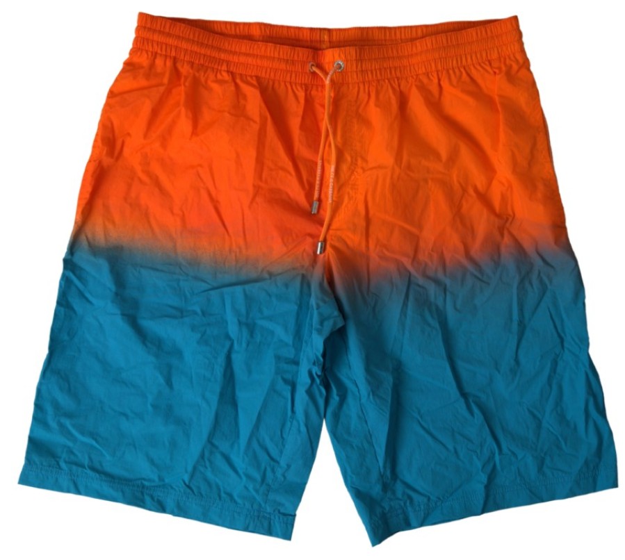 Men Dolce & Gabbana Men'S Swimwear | Dolce & Gabbana Orange Blue Gradient Beachwear Swimwear Shorts