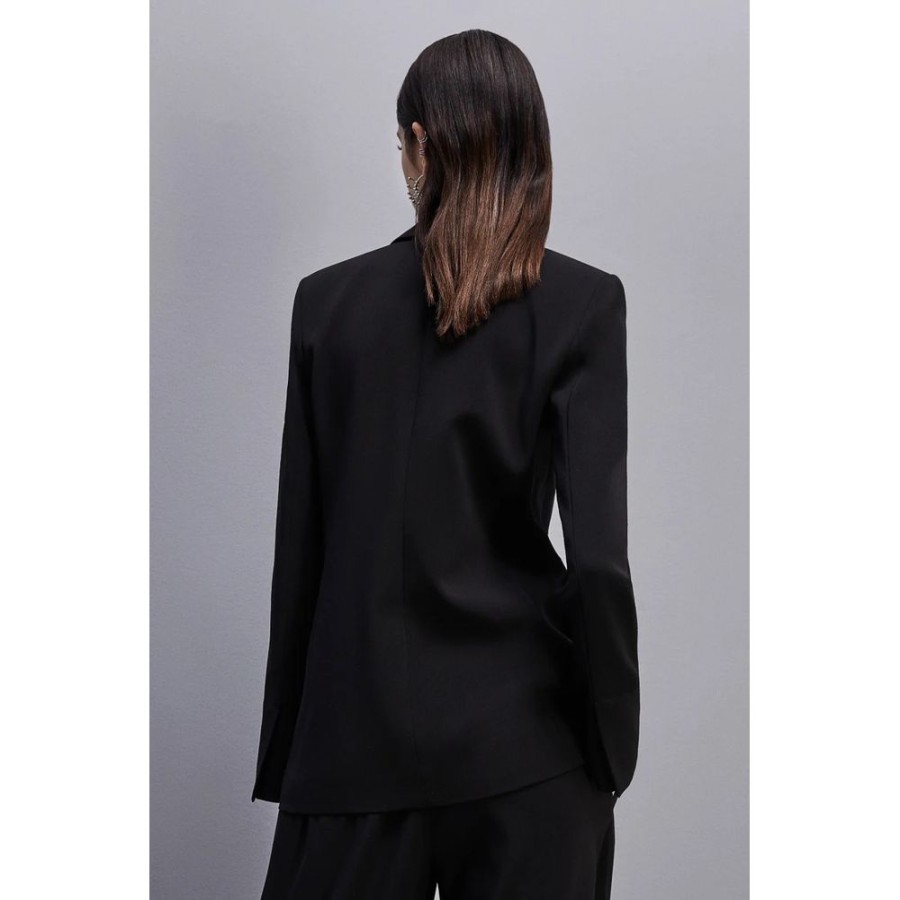 Women Patrizia Pepe Women'S Suits & Blazers | Patrizia Pepe Elegant Double-Breasted Stretch Jacket