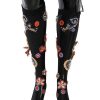 Women Dolce & Gabbana Women'S Tights And Socks | Dolce & Gabbana Black Stretch Carretto Crystal Socks