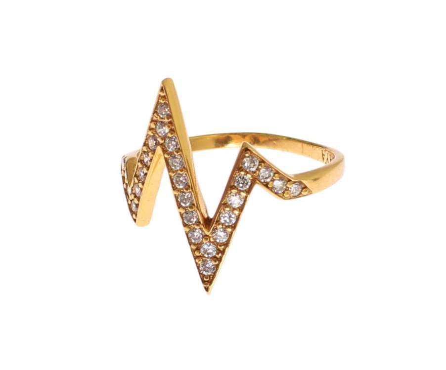 Women Nialaya Women'S Rings | Nialaya Gold 925 Silver Womens Clear Cz 18K Ring