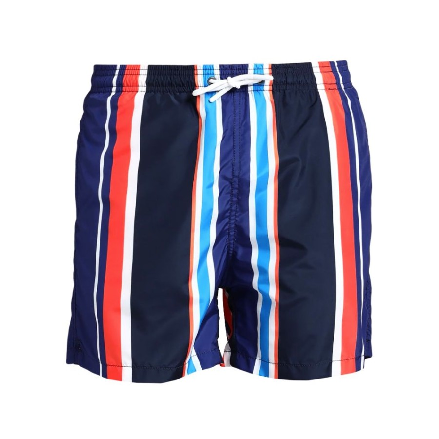 Men Yes Zee Men'S Swimwear | Yes Zee Vibrant Striped Men'S Boxer Trunks