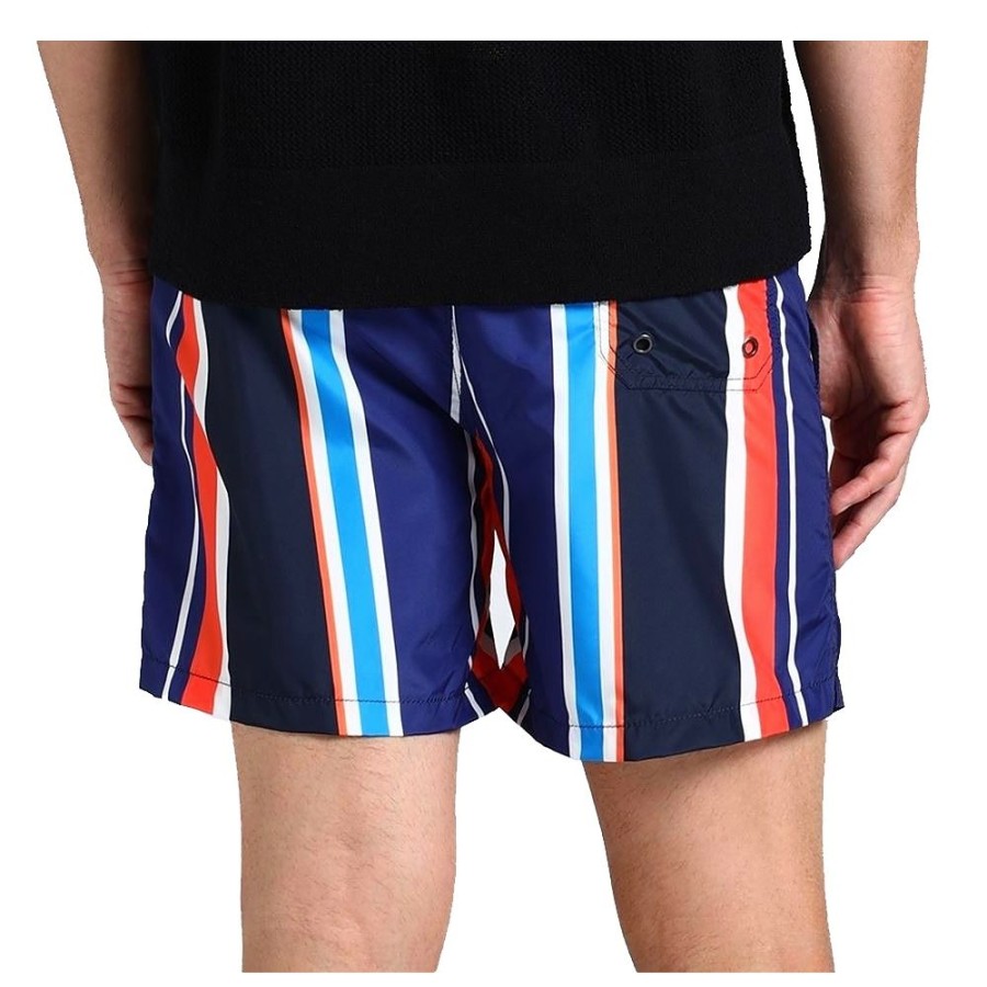 Men Yes Zee Men'S Swimwear | Yes Zee Vibrant Striped Men'S Boxer Trunks