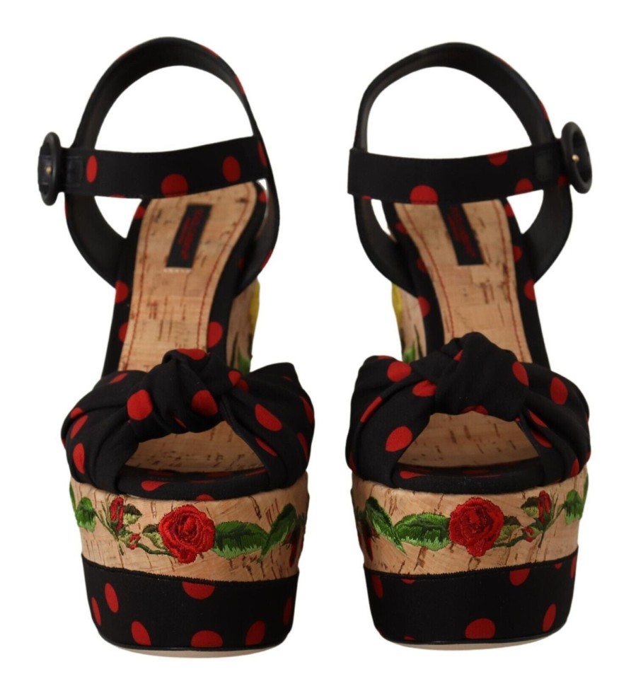 Women Dolce & Gabbana Women'S Platforms & Wedges | Dolce & Gabbana Multicolor Platform Wedges Sandals Charmeuse Shoes