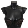 Women Roberto Cavalli Women'S Underwear | Roberto Cavalli Black Leopard Nylon Push Up Bra Underwear