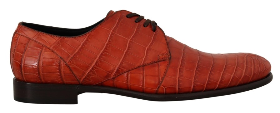 Men Dolce & Gabbana Men'S Formal | Dolce & Gabbana Orange Exotic Leather Dress Derby Shoes