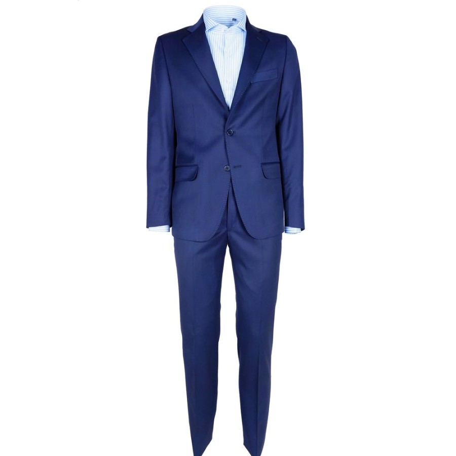 Men Made in Italy Men'S Suits | Made In Italy Sleek Blue Virgin Wool Men'S Suit