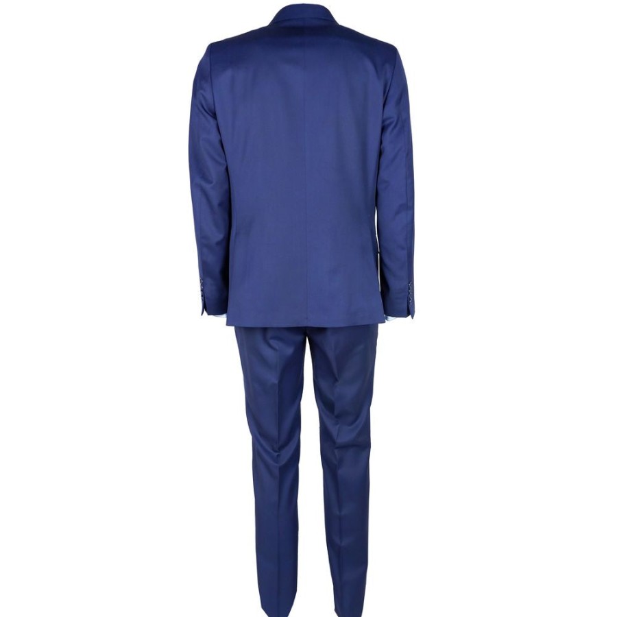 Men Made in Italy Men'S Suits | Made In Italy Sleek Blue Virgin Wool Men'S Suit