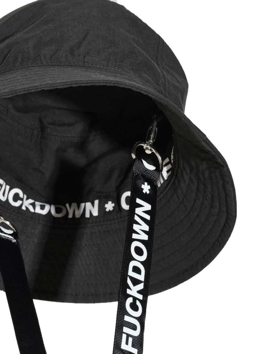 Men Comme Des Fuckdown Men'S Hats & Caps | Comme Des Fuckdown Sleek Black Fisherman Hat With Signature Stitching