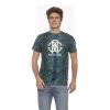 Men Roberto Cavalli Beachwear Men'S T-Shirts | Roberto Cavalli Beachwear Teal Python Fantasy Logo Tee