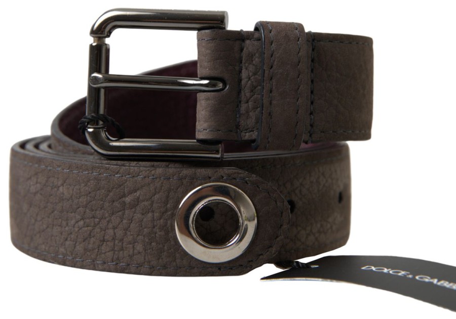 Men Dolce & Gabbana Men'S Belts | Dolce & Gabbana Brown Leather Metal Buckle Men Cintura Belt