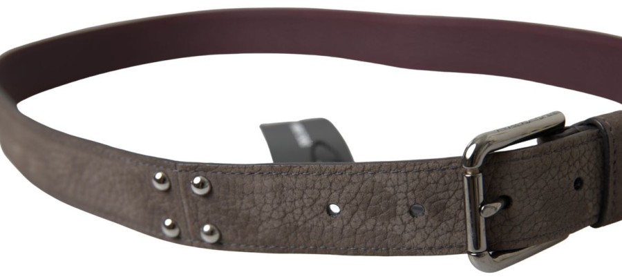 Men Dolce & Gabbana Men'S Belts | Dolce & Gabbana Brown Leather Metal Buckle Men Cintura Belt