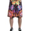 Men Dolce & Gabbana Men'S Shorts | Dolce & Gabbana Multicolor Printed Cotton Men Bermuda Shorts