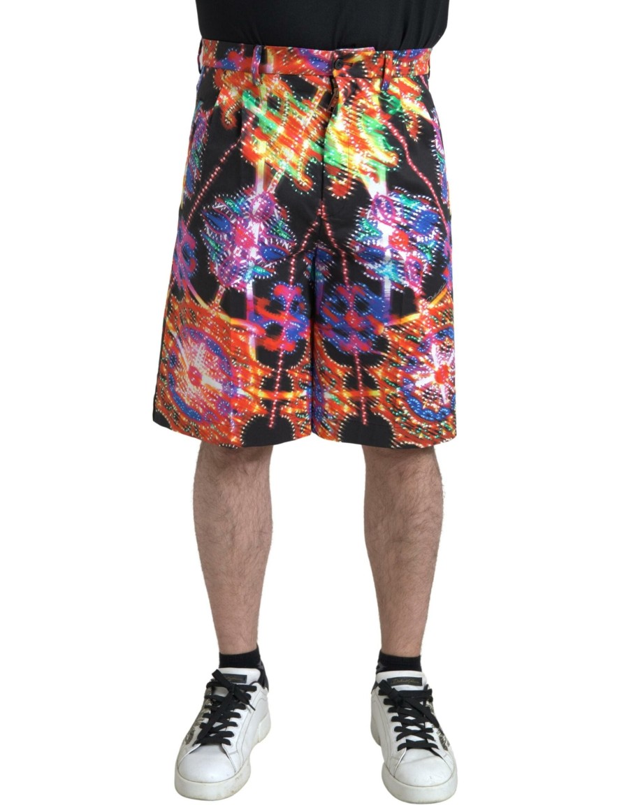 Men Dolce & Gabbana Men'S Shorts | Dolce & Gabbana Multicolor Printed Cotton Men Bermuda Shorts